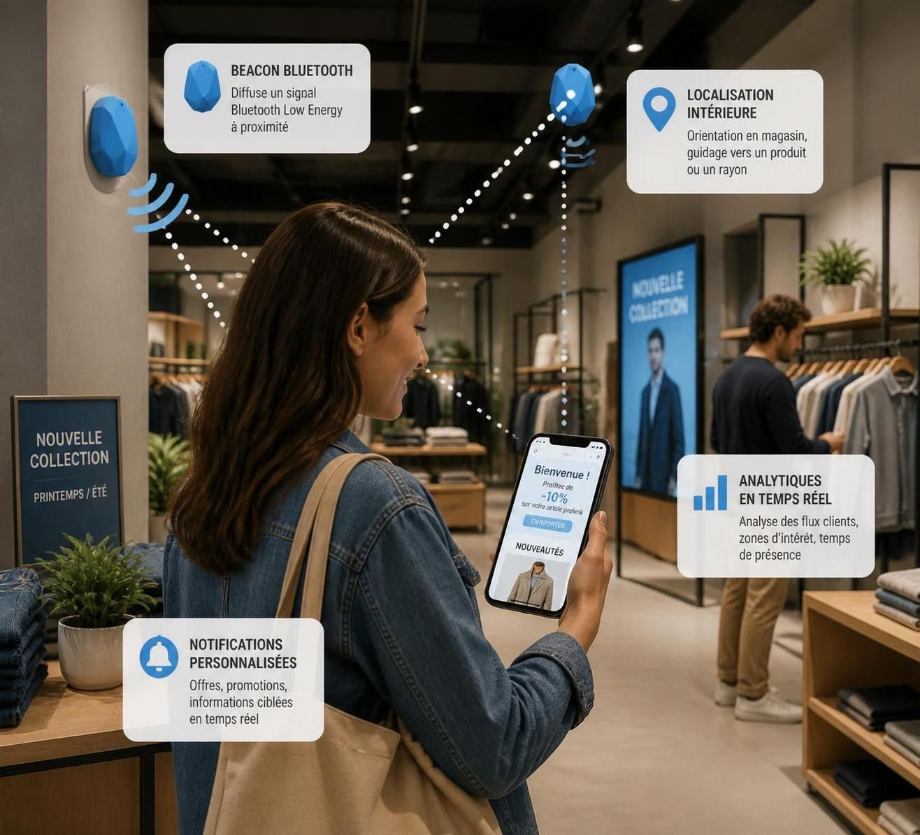 découvrez comment la technologie beacon transforme le marketing en point de vente en offrant des interactions personnalisées et en temps réel pour améliorer l'expérience client et booster les ventes.