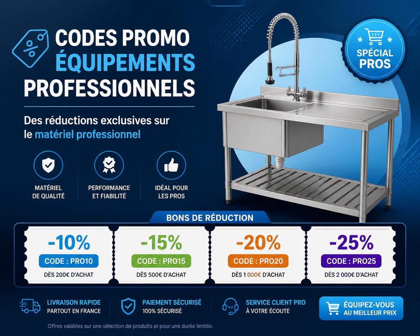 découvrez où trouver les meilleurs codes promo pour acheter votre évier professionnel au meilleur prix. profitez d'offres exclusives et économisez sur vos achats pro dès maintenant !