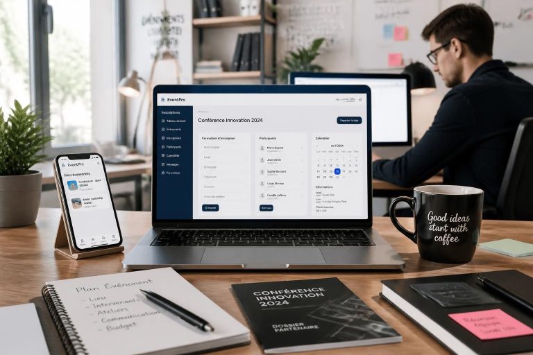 créez un site web événementiel professionnel avec une gestion intégrée des inscriptions en ligne, facilitant l'organisation et le suivi de vos événements.